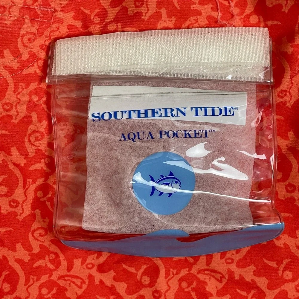 Southern Tide Island Batik Fish Swim Shorts Orange Men's M Water‎ Board Trunks